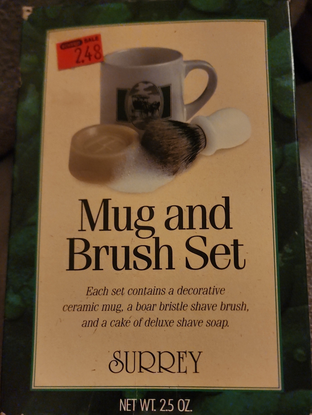 Surrey Mug and Shave Brush Set - White and Brown